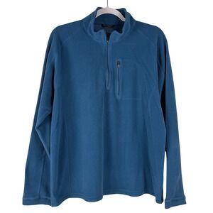 L.L.Bean Mens Trail Fleece‎ Pullover Quarter Zip Blue 280962 Large Large REG